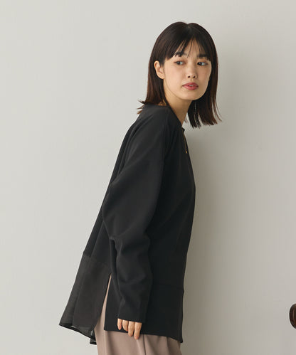 ストレッチカットジョーゼット裾切り替えプルオーバー[1325-6150]