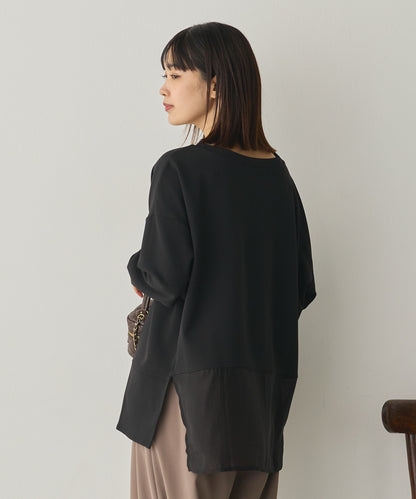 ストレッチカットジョーゼット裾切り替えプルオーバー[1325-6150]