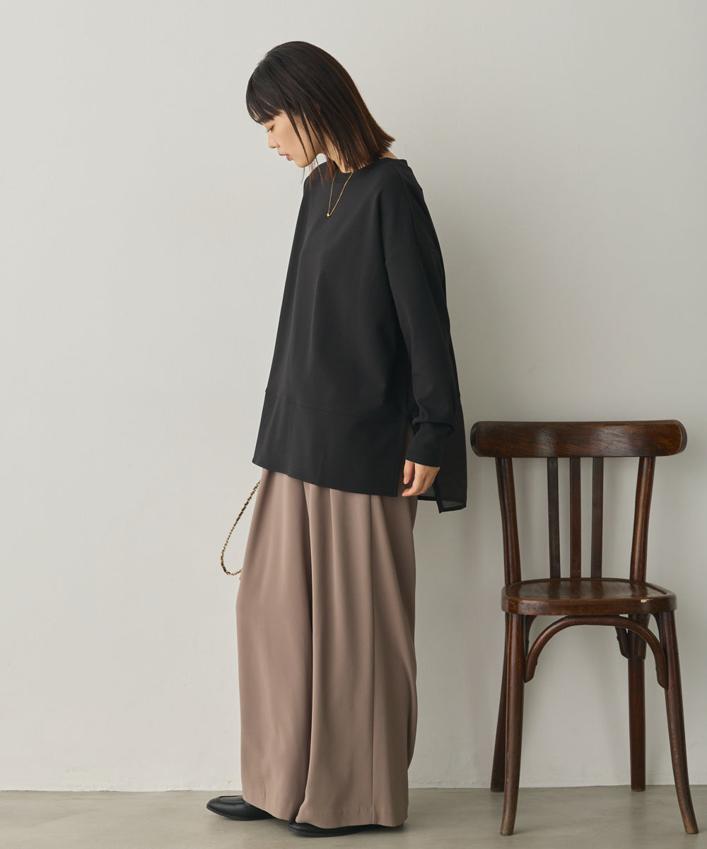 ストレッチカットジョーゼット裾切り替えプルオーバー[1325-6150]