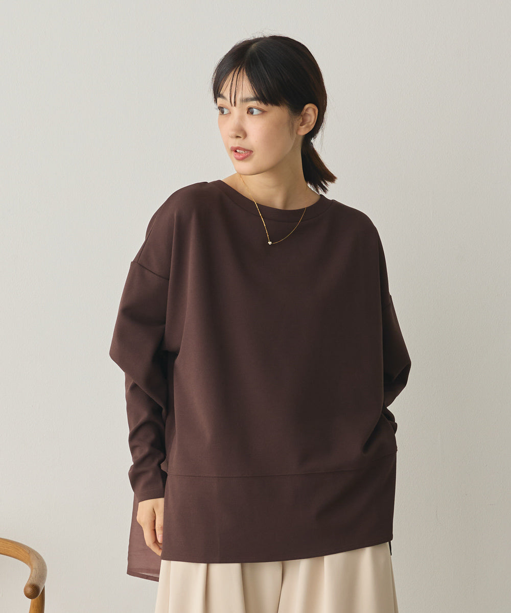 ストレッチカットジョーゼット裾切り替えプルオーバー[1325-6150]
