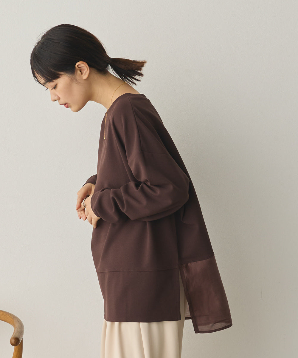 ストレッチカットジョーゼット裾切り替えプルオーバー[1325-6150]