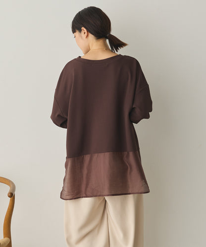 ストレッチカットジョーゼット裾切り替えプルオーバー[1325-6150]