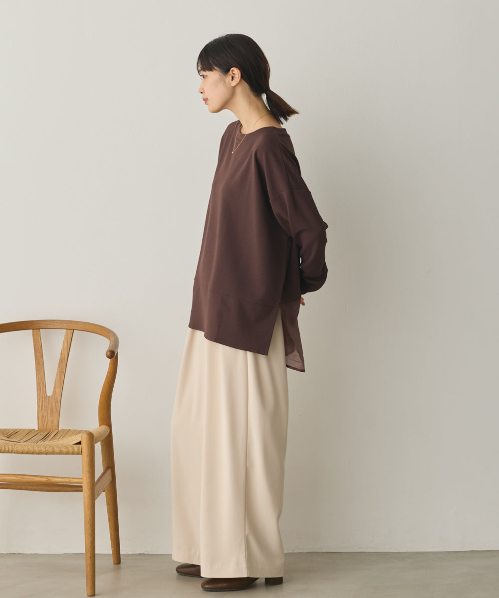 ストレッチカットジョーゼット裾切り替えプルオーバー[1325-6150]