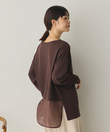 ストレッチカットジョーゼット裾切り替えプルオーバー[1325-6150]