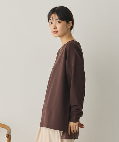 ストレッチカットジョーゼット裾切り替えプルオーバー[1325-6150]