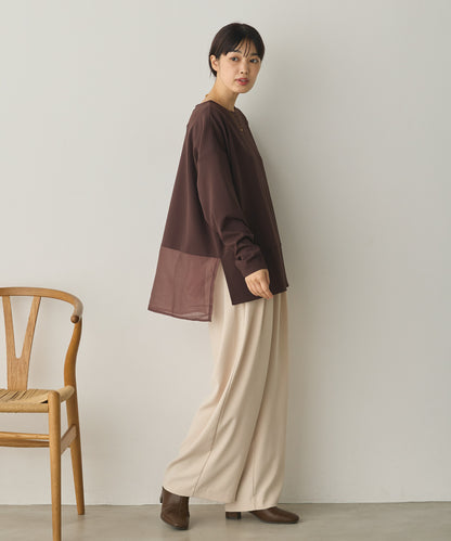 ストレッチカットジョーゼット裾切り替えプルオーバー[1325-6150]