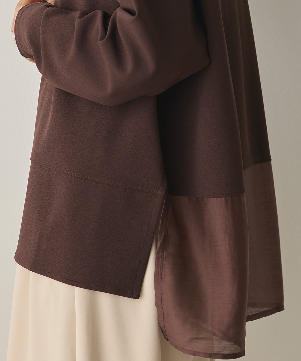 ストレッチカットジョーゼット裾切り替えプルオーバー[1325-6150]