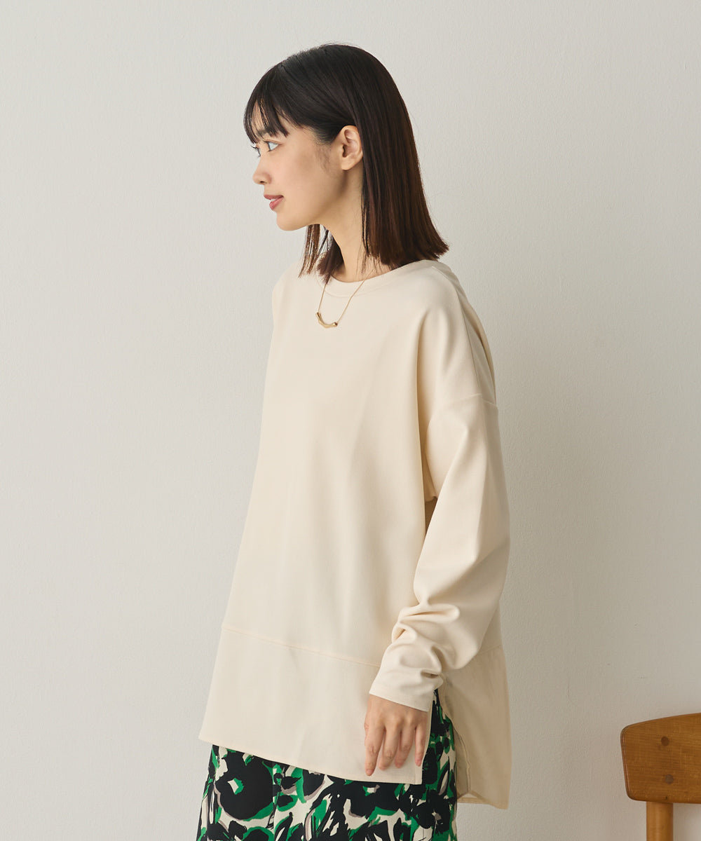 ストレッチカットジョーゼット裾切り替えプルオーバー[1325-6150]