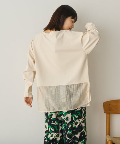 ストレッチカットジョーゼット裾切り替えプルオーバー[1325-6150]