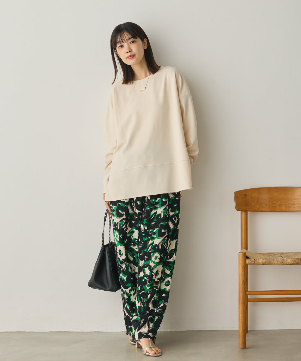 ストレッチカットジョーゼット裾切り替えプルオーバー[1325-6150]