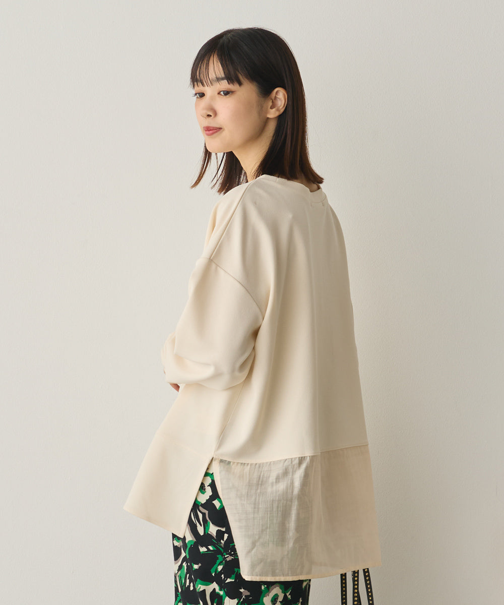 ストレッチカットジョーゼット裾切り替えプルオーバー[1325-6150]