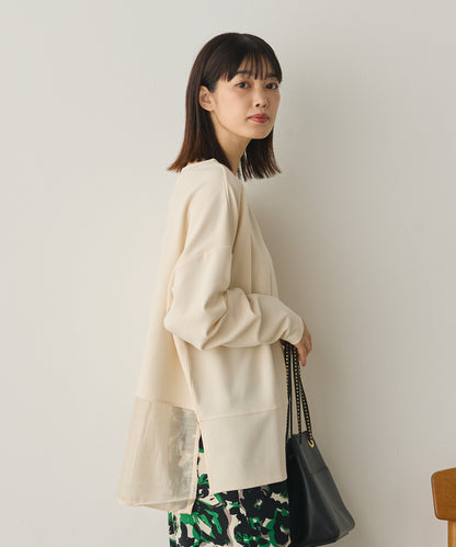 ストレッチカットジョーゼット裾切り替えプルオーバー[1325-6150]
