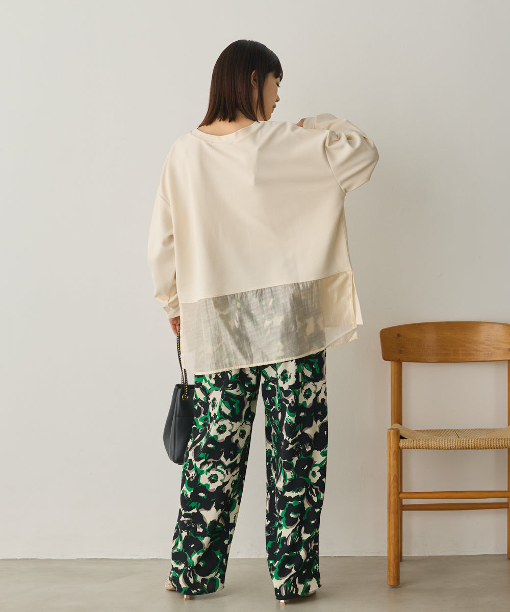 ストレッチカットジョーゼット裾切り替えプルオーバー[1325-6150]