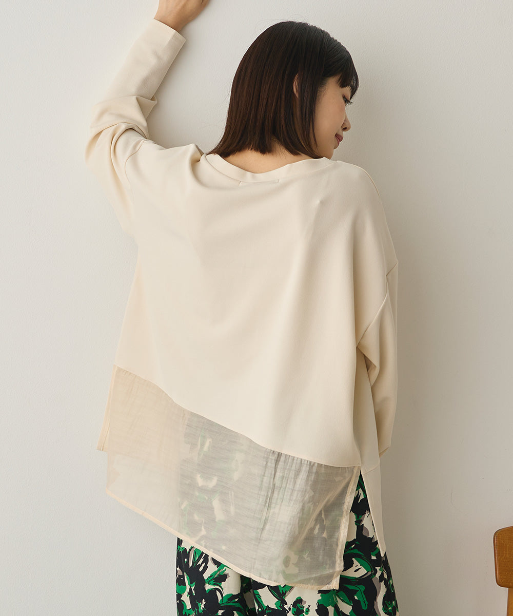 ストレッチカットジョーゼット裾切り替えプルオーバー[1325-6150]