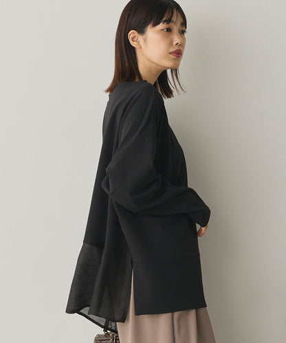 ストレッチカットジョーゼット裾切り替えプルオーバー[1325-6150]