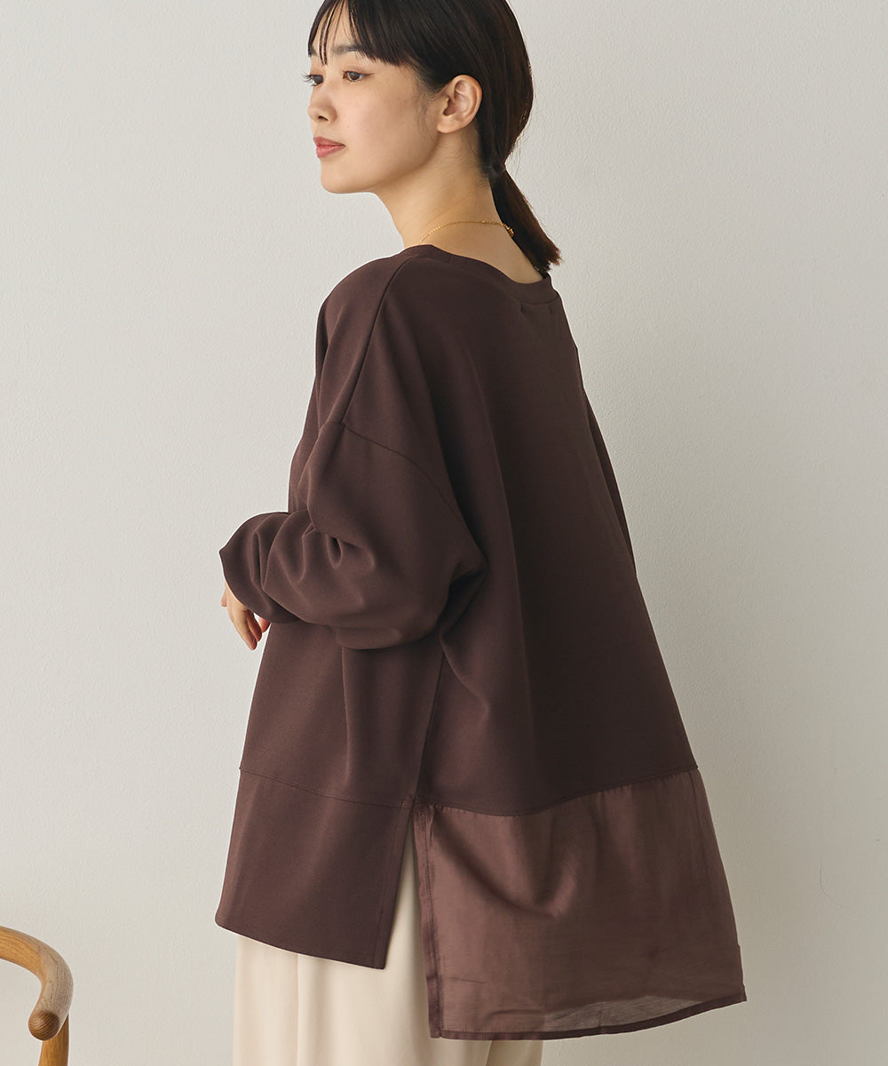 ストレッチカットジョーゼット裾切り替えプルオーバー[1325-6150]