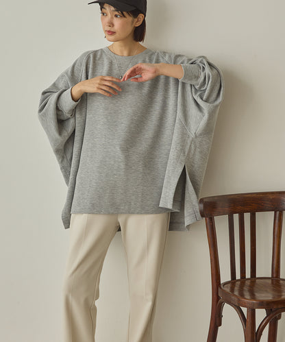 ソフトダンボールニット ワイドシルエット長袖プルオーバー[1325-6151]