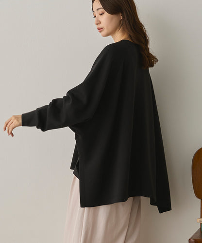 ソフトダンボールニット ワイドシルエット長袖プルオーバー[1325-6151]