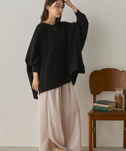 ソフトダンボールニット ワイドシルエット長袖プルオーバー[1325-6151]