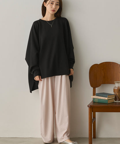 ソフトダンボールニット ワイドシルエット長袖プルオーバー[1325-6151]