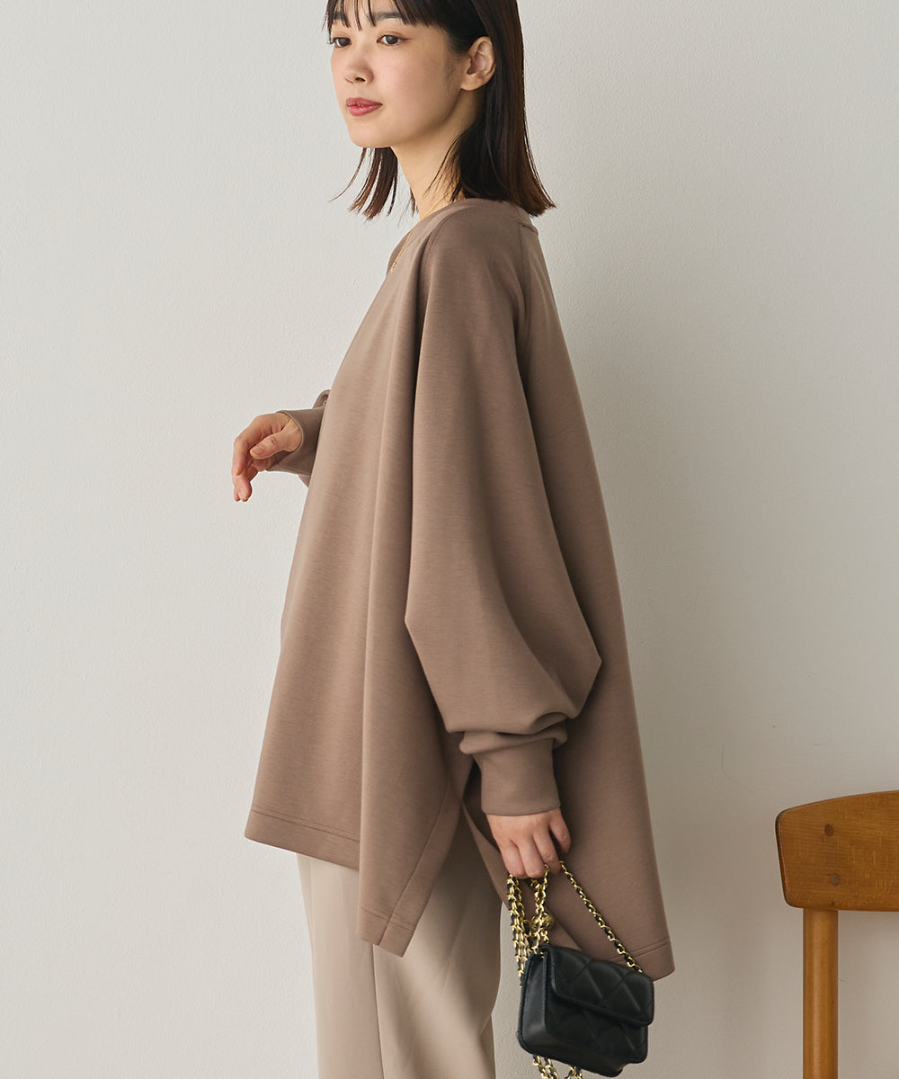 ソフトダンボールニット ワイドシルエット長袖プルオーバー[1325-6151]