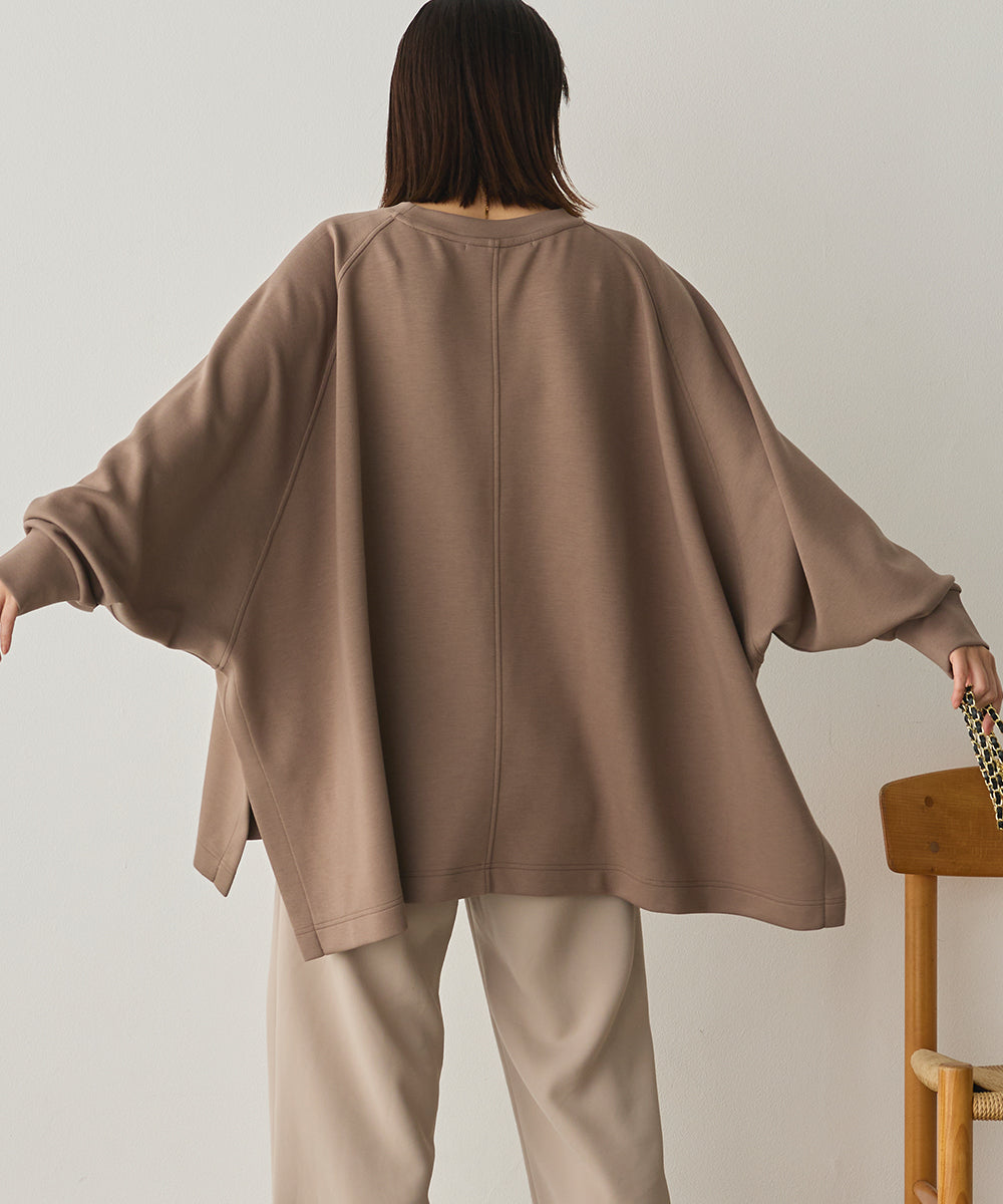 ソフトダンボールニット ワイドシルエット長袖プルオーバー[1325-6151]