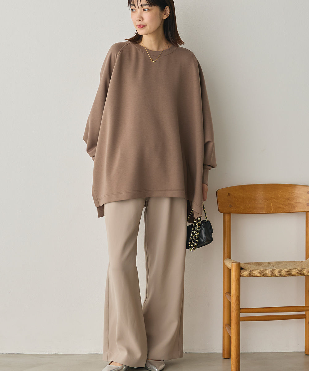 ソフトダンボールニット ワイドシルエット長袖プルオーバー[1325-6151]