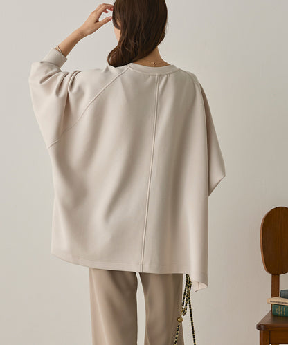 ソフトダンボールニット ワイドシルエット長袖プルオーバー[1325-6151]