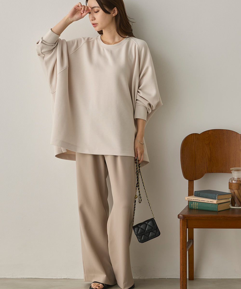 ソフトダンボールニット ワイドシルエット長袖プルオーバー[1325-6151]