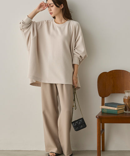 ソフトダンボールニット ワイドシルエット長袖プルオーバー[1325-6151]