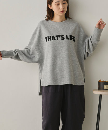 ソフトダンボールニットフロッキープリントボリューム袖プルオーバー[1325-6152]