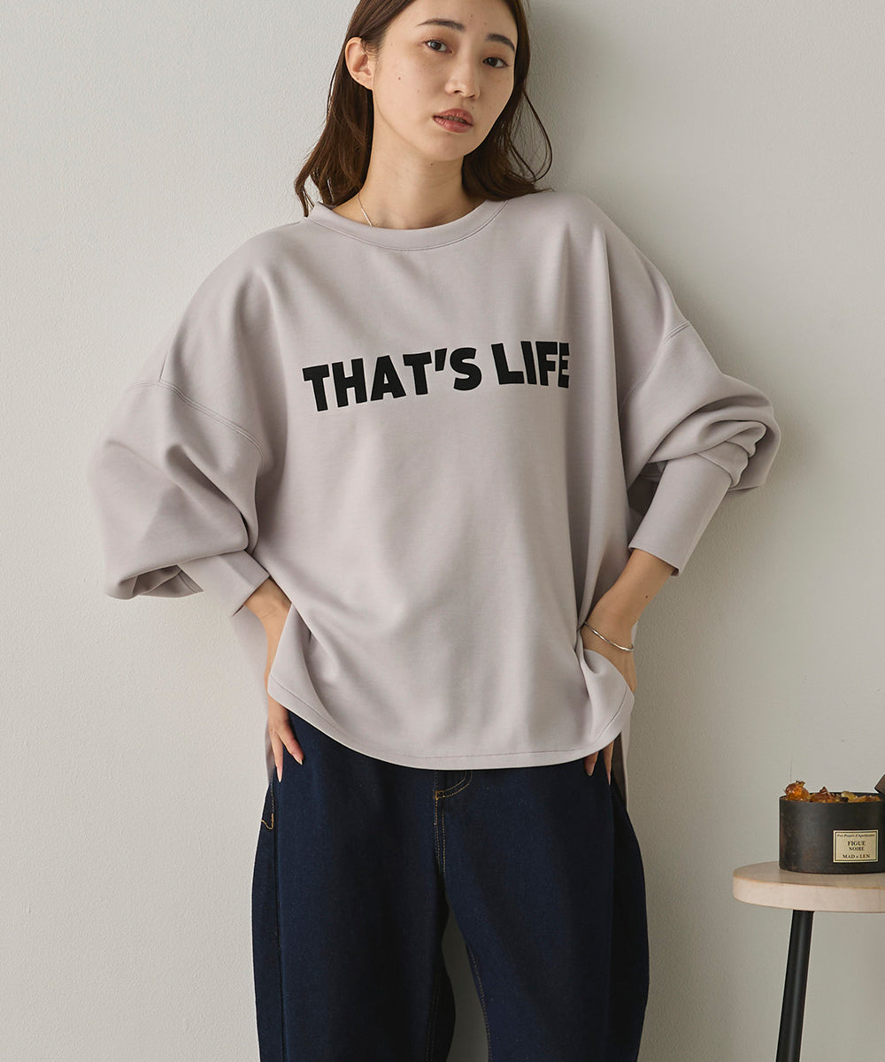 ソフトダンボールニットフロッキープリントボリューム袖プルオーバー[1325-6152]