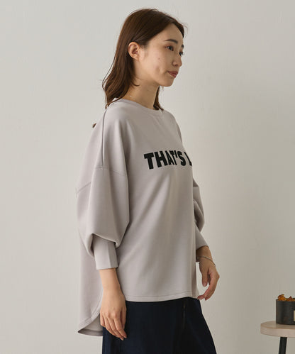 ソフトダンボールニットフロッキープリントボリューム袖プルオーバー[1325-6152]