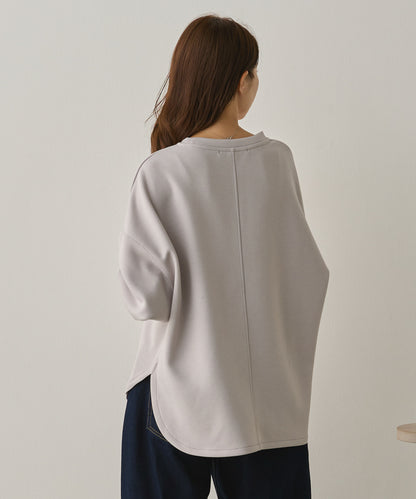 ソフトダンボールニットフロッキープリントボリューム袖プルオーバー[1325-6152]