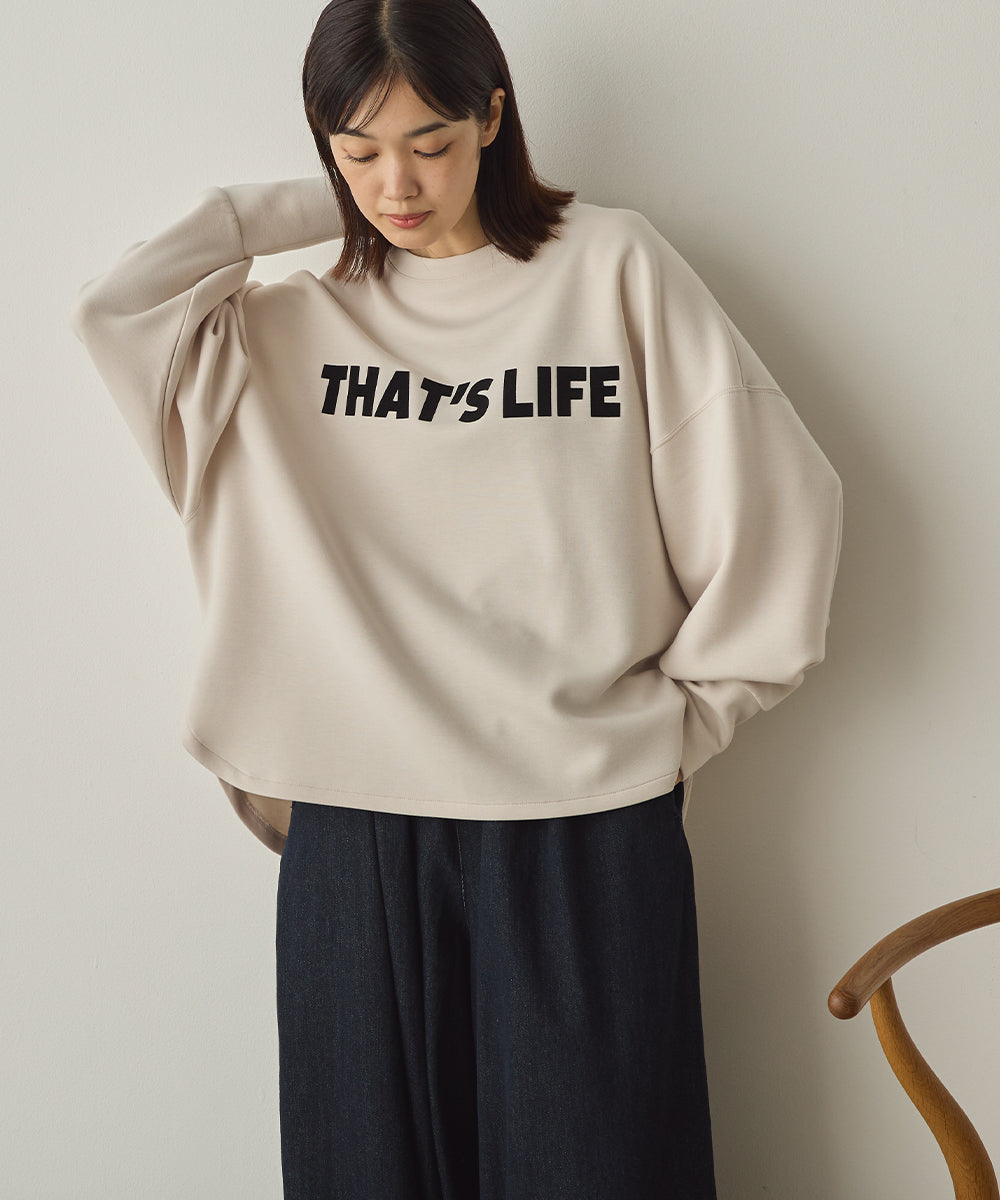 ソフトダンボールニットフロッキープリントボリューム袖プルオーバー[1325-6152]