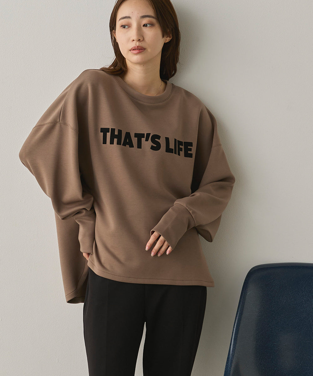 ソフトダンボールニットフロッキープリントボリューム袖プルオーバー[1325-6152]