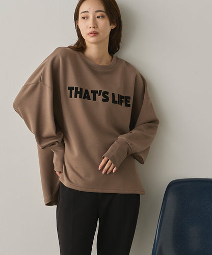 ソフトダンボールニットフロッキープリントボリューム袖プルオーバー[1325-6152]