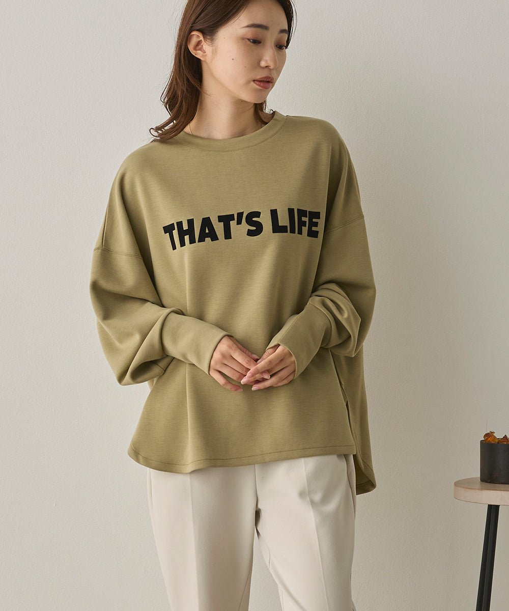 ソフトダンボールニットフロッキープリントボリューム袖プルオーバー[1325-6152]