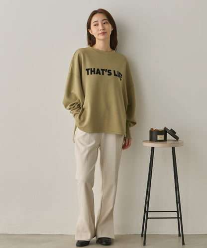 ソフトダンボールニットフロッキープリントボリューム袖プルオーバー[1325-6152]