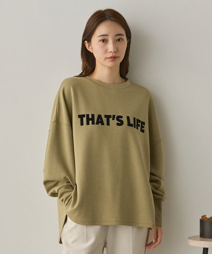 ソフトダンボールニットフロッキープリントボリューム袖プルオーバー[1325-6152]