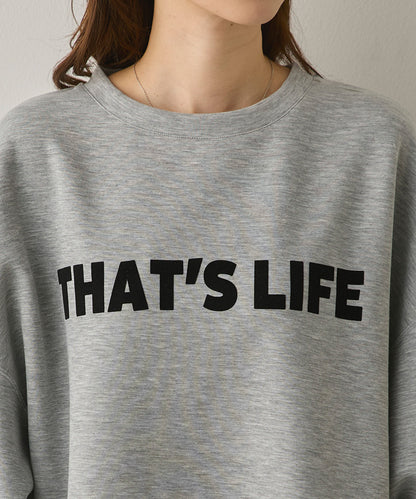 ソフトダンボールニットフロッキープリントボリューム袖プルオーバー[1325-6152]