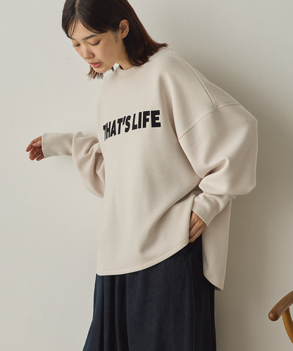 ソフトダンボールニットフロッキープリントボリューム袖プルオーバー[1325-6152]