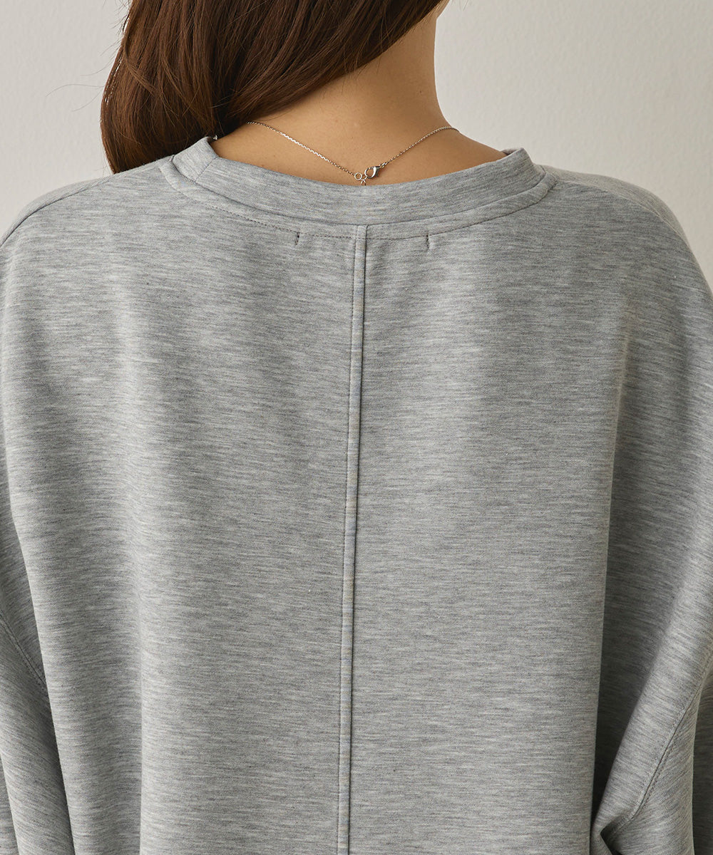 ソフトダンボールニットフロッキープリントボリューム袖プルオーバー[1325-6152]