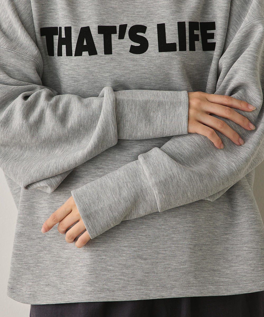 ソフトダンボールニットフロッキープリントボリューム袖プルオーバー[1325-6152]