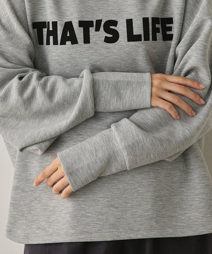 ソフトダンボールニットフロッキープリントボリューム袖プルオーバー[1325-6152]