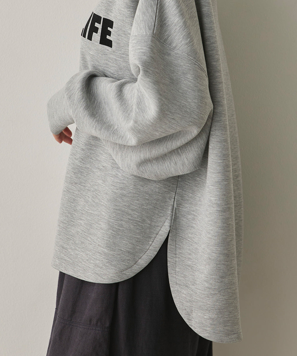 ソフトダンボールニットフロッキープリントボリューム袖プルオーバー[1325-6152]