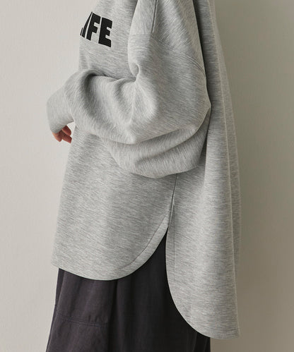 ソフトダンボールニットフロッキープリントボリューム袖プルオーバー[1325-6152]