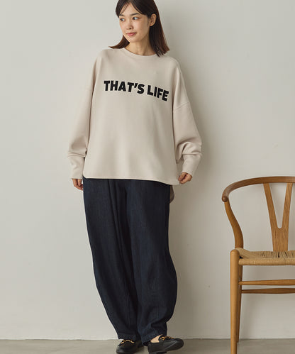 ソフトダンボールニットフロッキープリントボリューム袖プルオーバー[1325-6152]