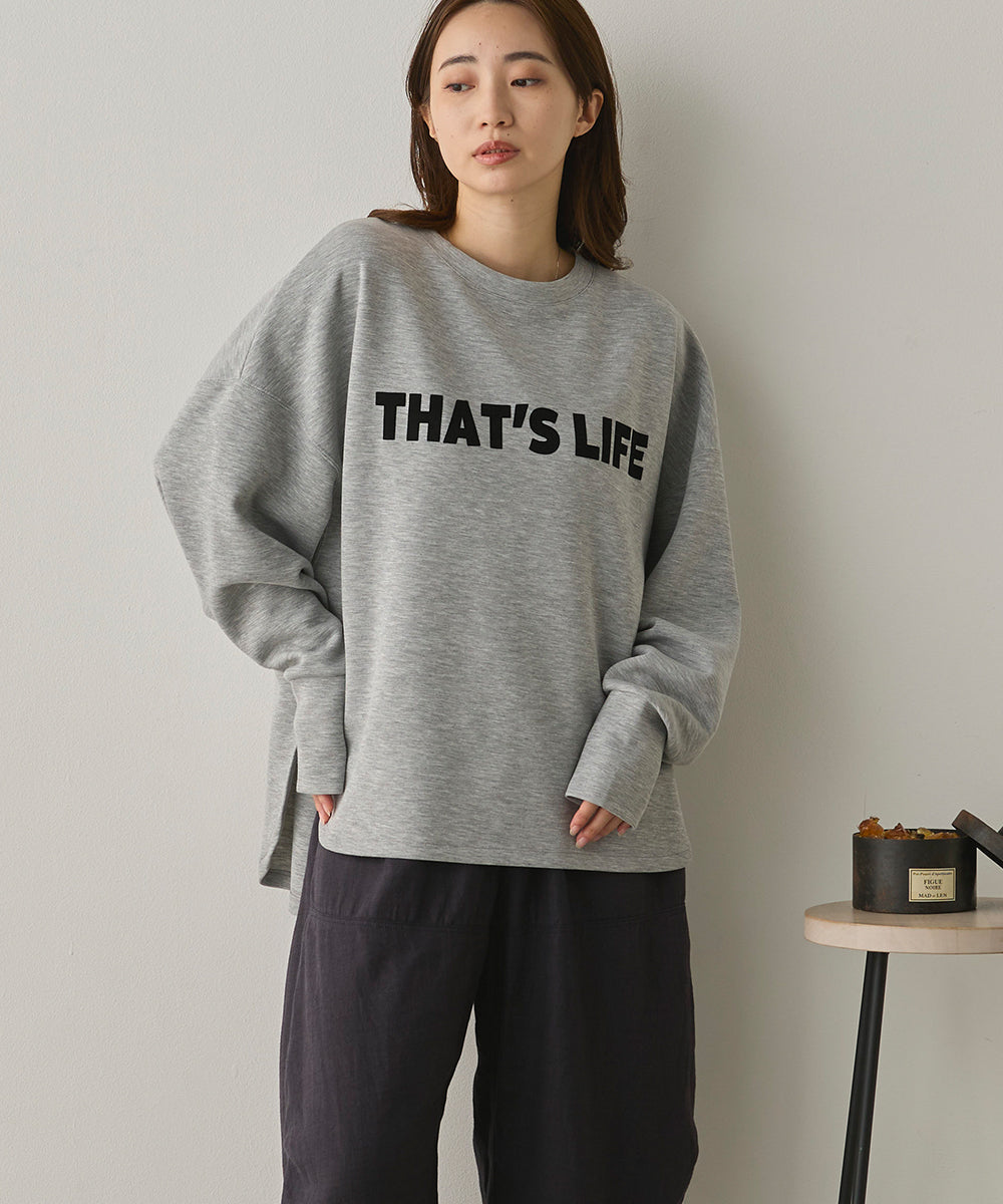 ソフトダンボールニットフロッキープリントボリューム袖プルオーバー[1325-6152]