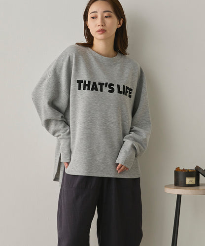 ソフトダンボールニットフロッキープリントボリューム袖プルオーバー[1325-6152]